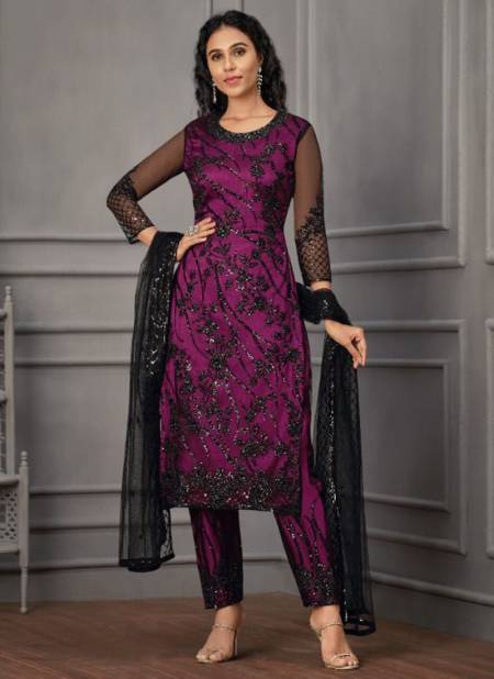 Purple Colour VIPUL GLITZ 3 Heavy Net Festive Wear Designer Salwar Suit Collection 4924